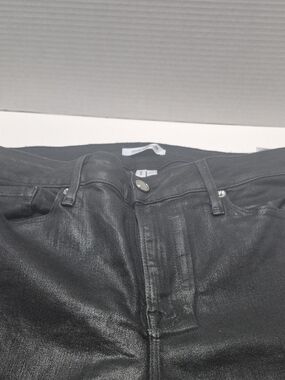 Good American Black Boot Cut Coated Jeans